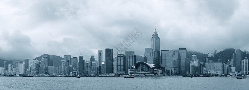 香港维多利亚港的城市建筑与城市天际线和图片