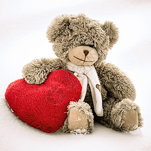 泰迪熊在情人节用红图片