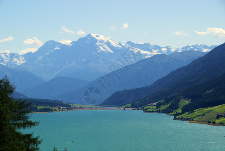 Reschensee湖景观图片