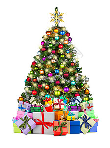 用礼物装饰的圣诞树图片