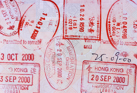 印有各种出入境邮票背景图片