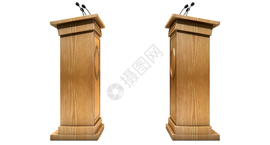 两个对立的定期木质辩论讲台图片