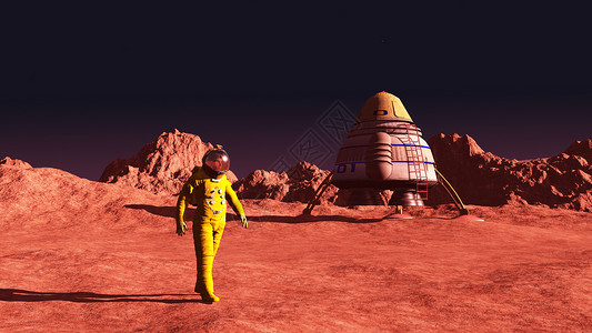 宇航员在火星上的场景图片