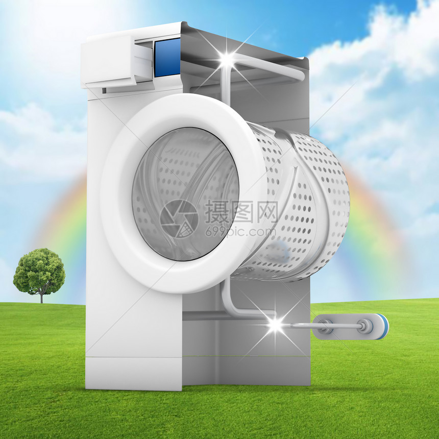 洗涤机清洁绿色草坪3DRe图片
