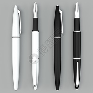 3d由两套白钢笔和黑钢笔制成图片