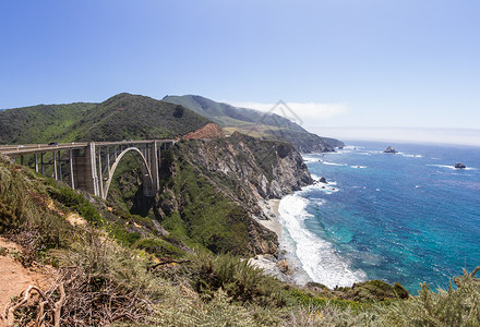 加州古典海岸风景与比克斯比大桥图片