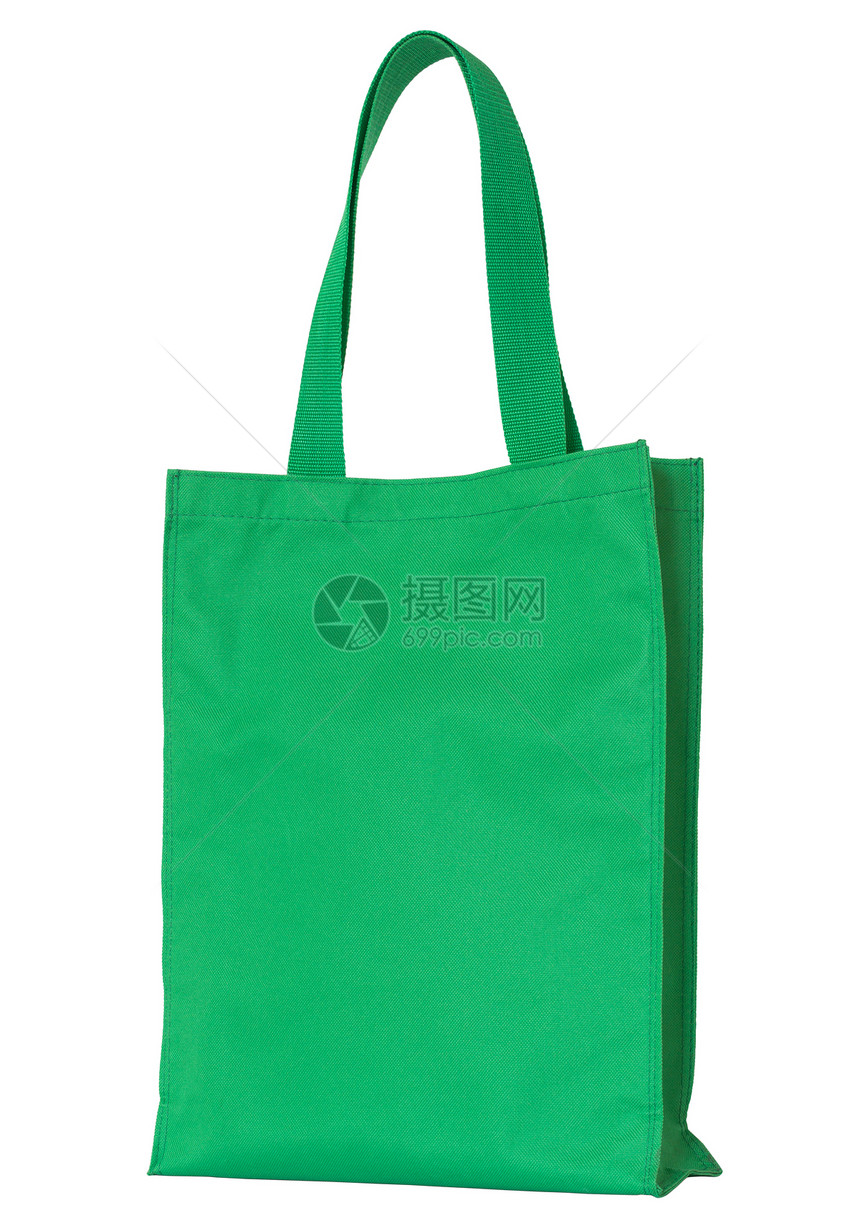 绿色购物布袋白纸孤立图片