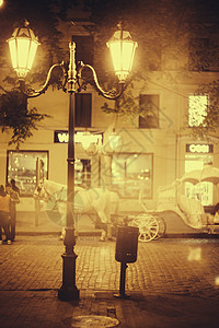 夜街上的马图片