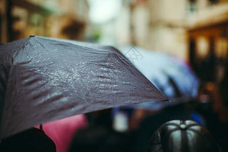 黑色雨伞有滴子关闭在图片