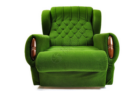 孤立在白色背景上的绿色沙发图片