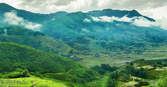 风景山生态旅游越南北部老cai省黄良公园和越北背景图片