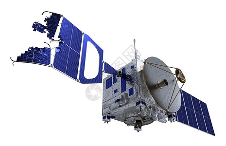 坠毁的卫星白色背景上的3D模型图片