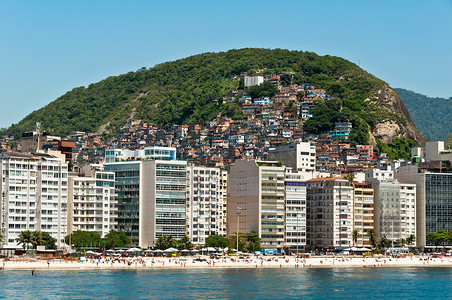 Copacabana海滩前的豪华住宅公寓和旅馆大楼图片