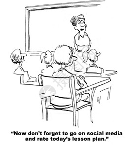 教师提醒学生在社交媒体上评分她的教学计划背景图片