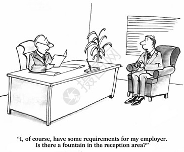 关于求职的商业漫画求职者对他未来的雇图片