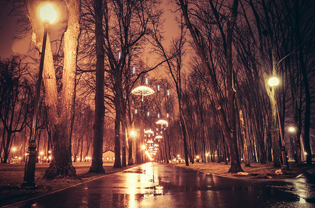 夜晚灯光的巷子照片以古老多图片