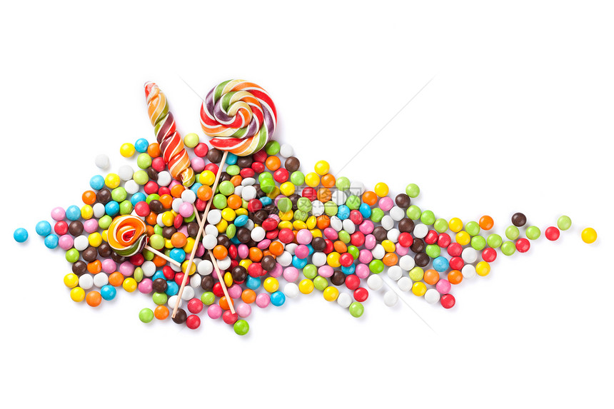 多彩糖果和棒糖孤图片