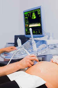 妇科医生用超声波机检查怀孕女病图片