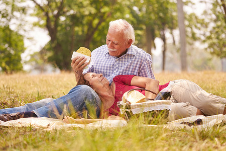 公园里的老人老年夫妇老年男女退休老人在图片