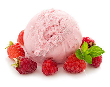 红草莓的冰淇淋甜点与图片