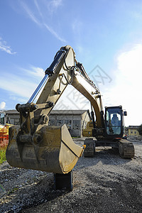 在建筑工地建造挖土机铲图片