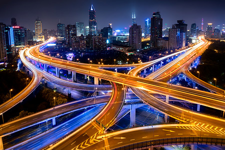上海高架路口和立交桥夜间上海图片