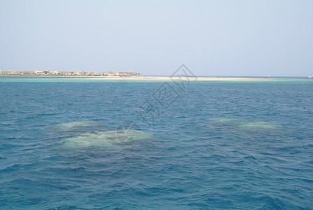 海滨是红海的一个珊瑚岛关闭的蓝海图片