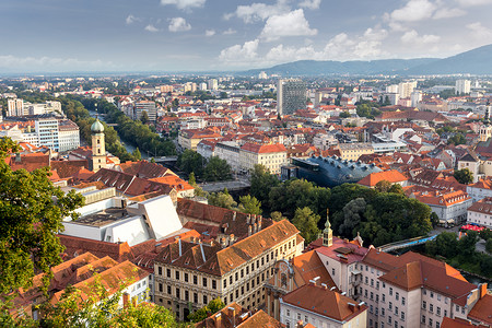 奥地利格拉茨老城全景背景图片