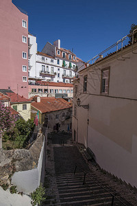 葡萄牙里斯本的老市中心狭图片