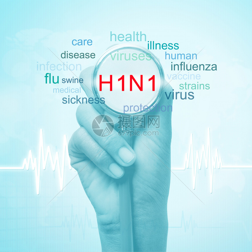 手持h1n1字的听诊器图片