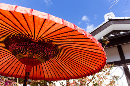 传统红色日本伞图片