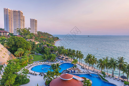 豪华酒店热带海滩游泳图片