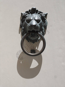面板和黑铁狮头敲门器的形成背景图片