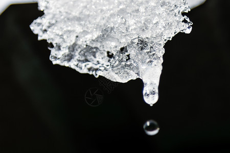 冰柱垂下一滴水图片