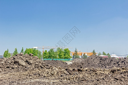 建筑工地的土壤层蓝天空地面大片图片