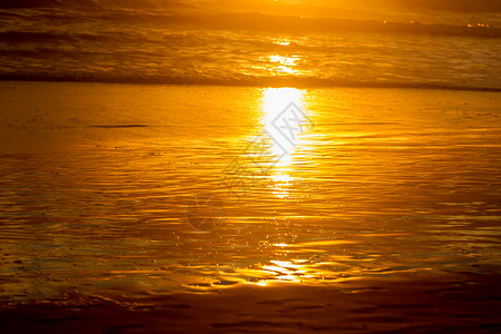 沙滩上美丽的黄金日落抽图片
