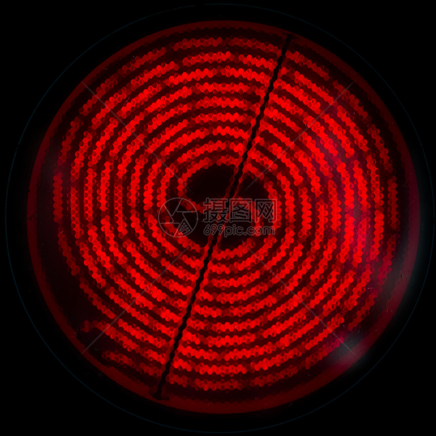 电炉红热线圈顶视图圆图片