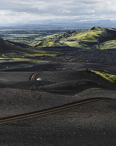 冰岛公园Skaaftafell的SUV越野Lakagigar火山景观图片