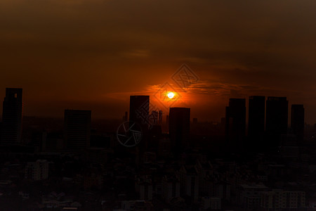 时间轴图片泰国曼谷市的太阳日落时间轴Silh背景