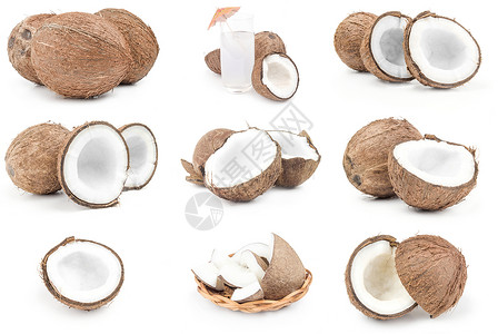 收集白色的椰子特写图片