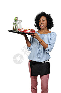 妇女食品服务工人服务图片