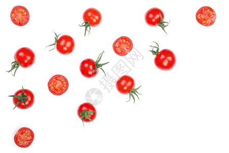 白色背景的樱桃小西红柿与白番茄隔绝并有图片