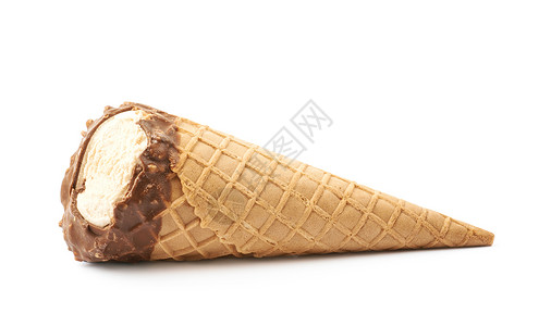 冰淇淋华夫饼蛋卷在白图片