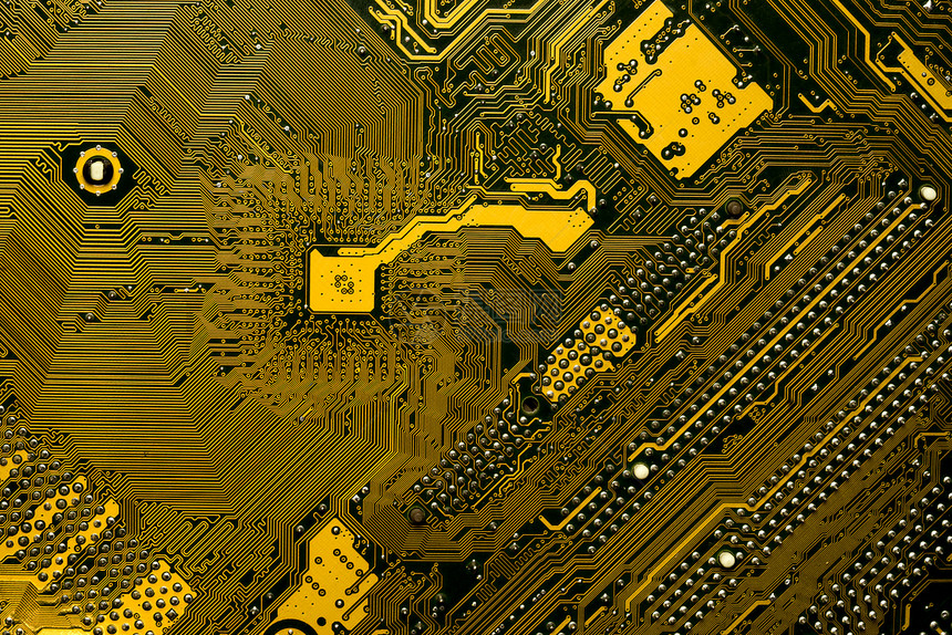 电脑主板黄色电路板背景图片