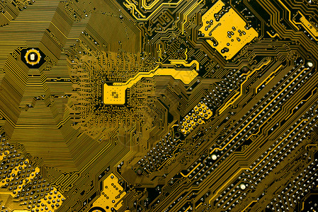 电脑主板黄色电路板背景图片