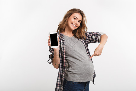 孕妇指着肚子的肖像图片
