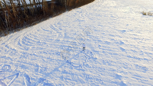 冬季领域录像冬天在田野里的人如诗画的冬日早图片