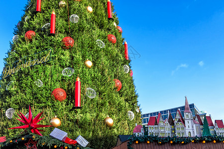 德国多特蒙德老市场上的巨大圣诞树图片