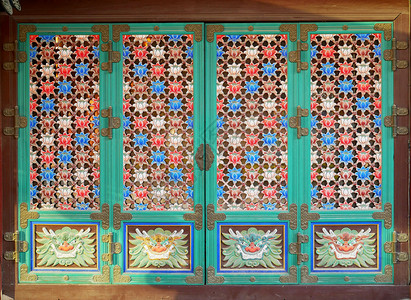 在韩国首尔邦根萨的韩国传统大门模式图片