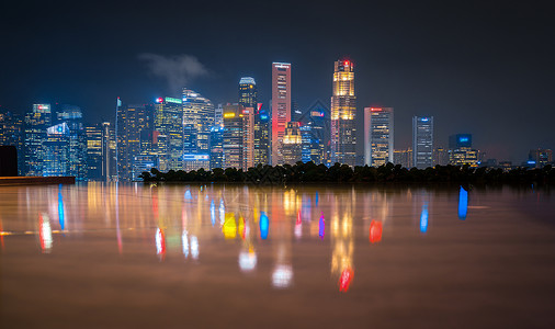 新加坡城市风景在夜幕下图片